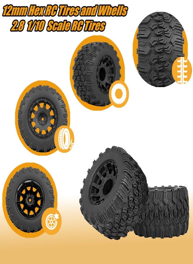 عجلات وإطارات RC Station سداسية 12 مم، إطارات RC مقاس 2.8، إطارات وعجلات شاحنات RC بمقياس 1/10، متوافقة مع Traxxas Rustler Stampede Hoss 2wd 4x4 vxl، إطارات وعجلات Arrma Redcat RIAARIO AMORIL، عجلات ملصقة مسبقًا (4 قطع) - Image 4